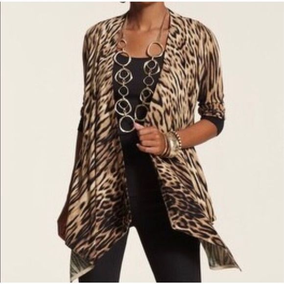 Chico's Sweaters - CHICO’S Animal Print Gisele Cardigan XL